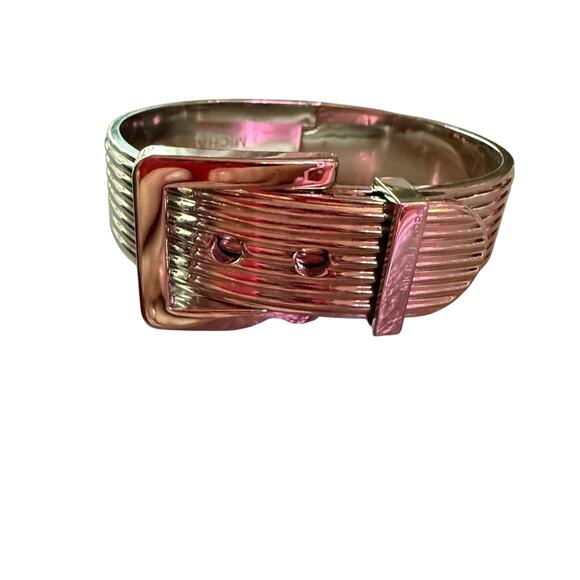 Michael Kors Silver Tone Buckle Bangle  Bracelet - Picture 1 of 9